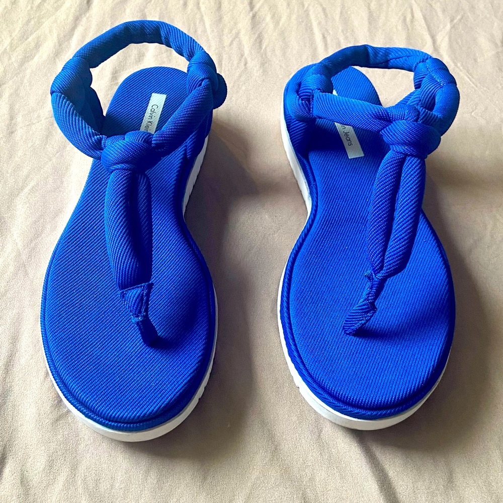Size 8 Blue Calvin Klein Thong Sandals